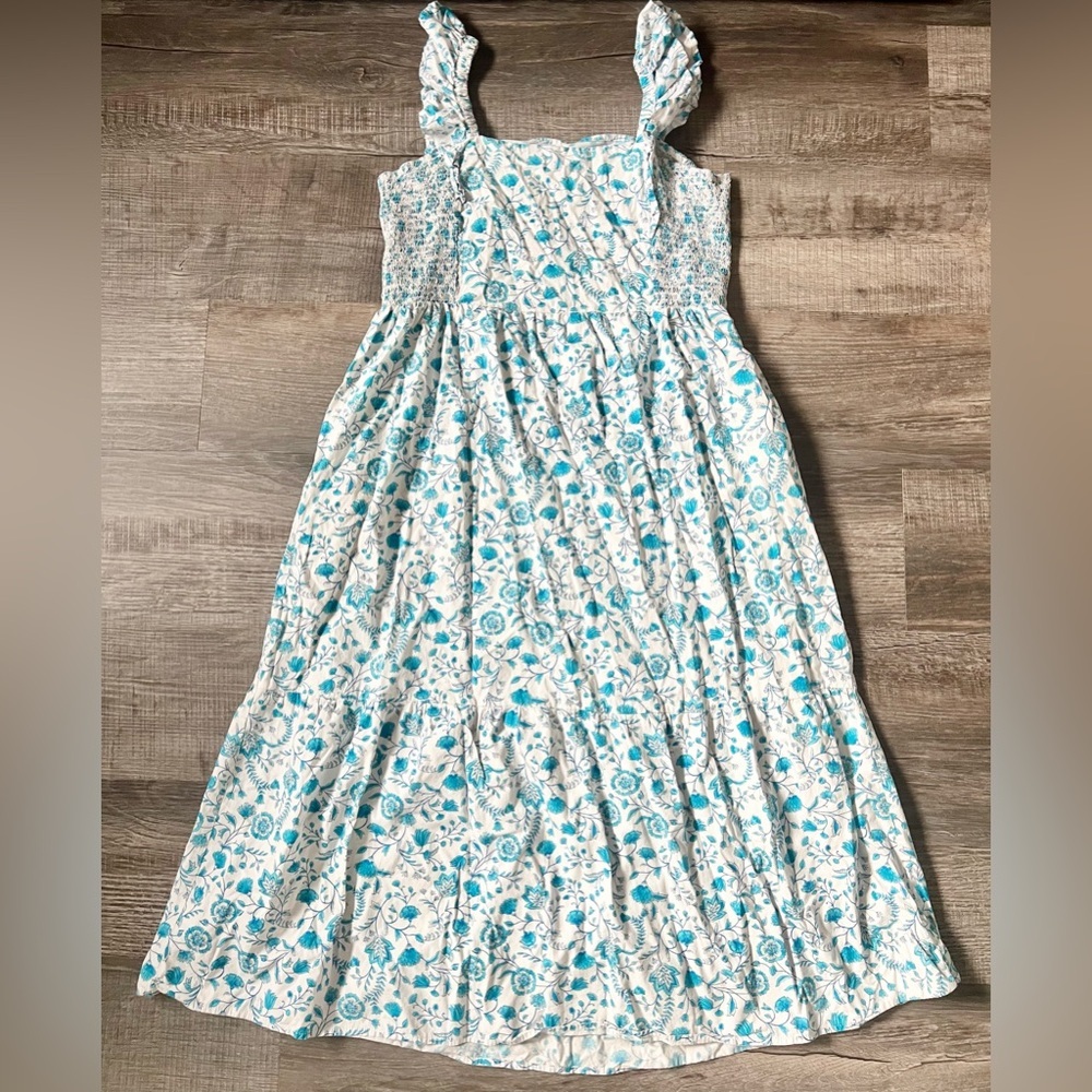 Draper James Ruffle Sleeve Midi Dress XL Blue Paisley White Boho Cottagecore - Picture 5 of 5